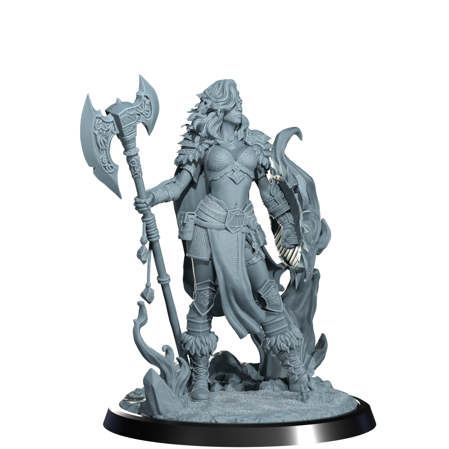 Ignara Flameborn, Fire Genasi Barbarian | Dungeons and Damsels | Cosmondo | 28mm, 32mm, 75mm | Dungeons & Dragons | TTRPG | RPG | Resin