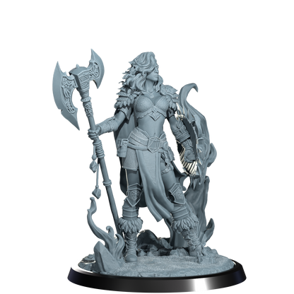 Ignara Flameborn, Fire Genasi Barbarian | Dungeons and Damsels | Cosmondo | 28mm, 32mm, 75mm | Dungeons & Dragons | TTRPG | RPG | Resin