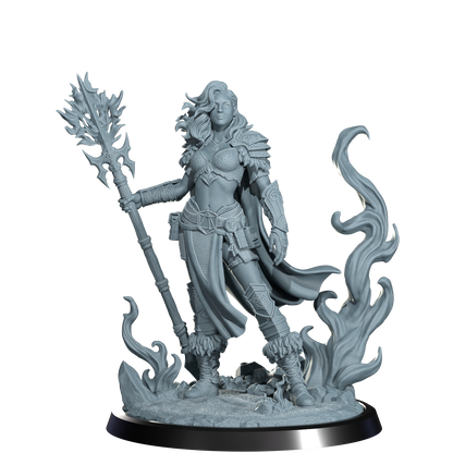 Ignara Flameborn, Fire Genasi Barbarian | Dungeons and Damsels | Cosmondo | 28mm, 32mm, 75mm | Dungeons & Dragons | TTRPG | RPG | Resin