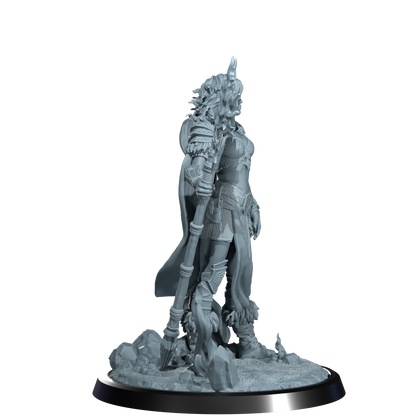 Ignara Flameborn, Fire Genasi Barbarian | Dungeons and Damsels | Cosmondo | 28mm, 32mm, 75mm | Dungeons & Dragons | TTRPG | RPG | Resin