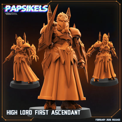 High Lord First Ascendant Papsikels sci-fi resin miniature set showing all three subjects