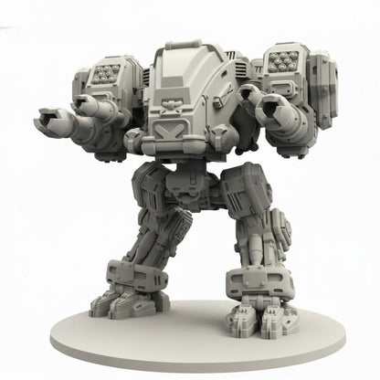 Human Armored Assault Walker AA Defender Papsikels sci-fi resin mech miniature on white background