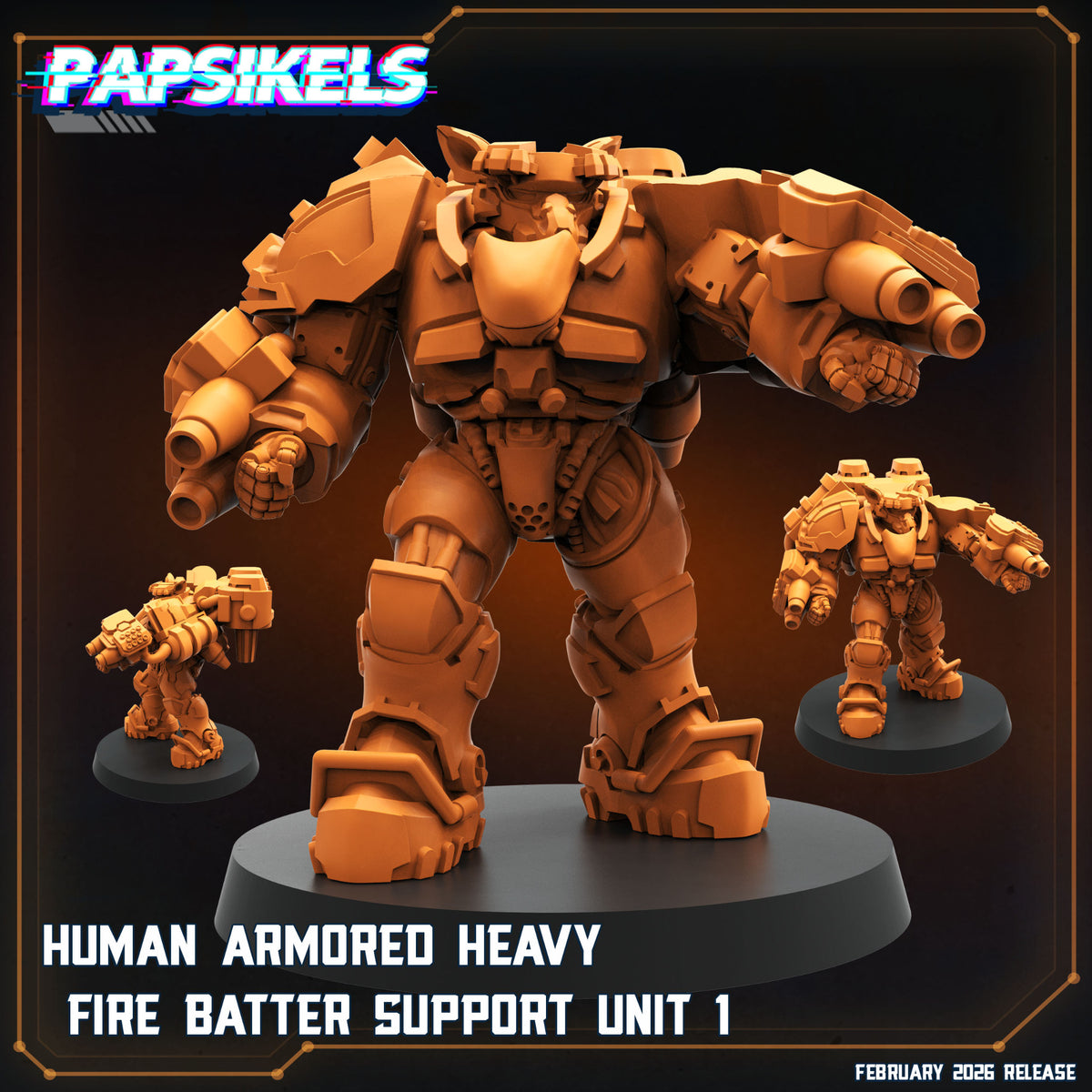 Human Armored Heavy Fire Batter Support Unit 1 Papsikels sci fi resin miniature