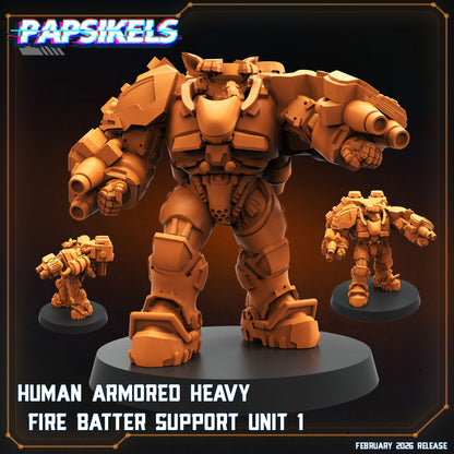 Human Armored Heavy Fire Batter Support Unit 1 Papsikels sci fi resin miniature