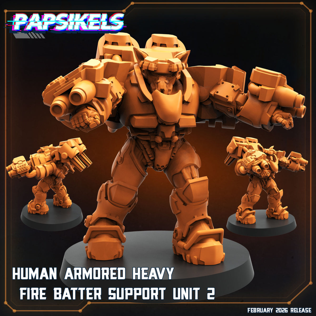 Human Armored Heavy Fire Batter Support Unit 2 Papsikels sci fi resin miniature