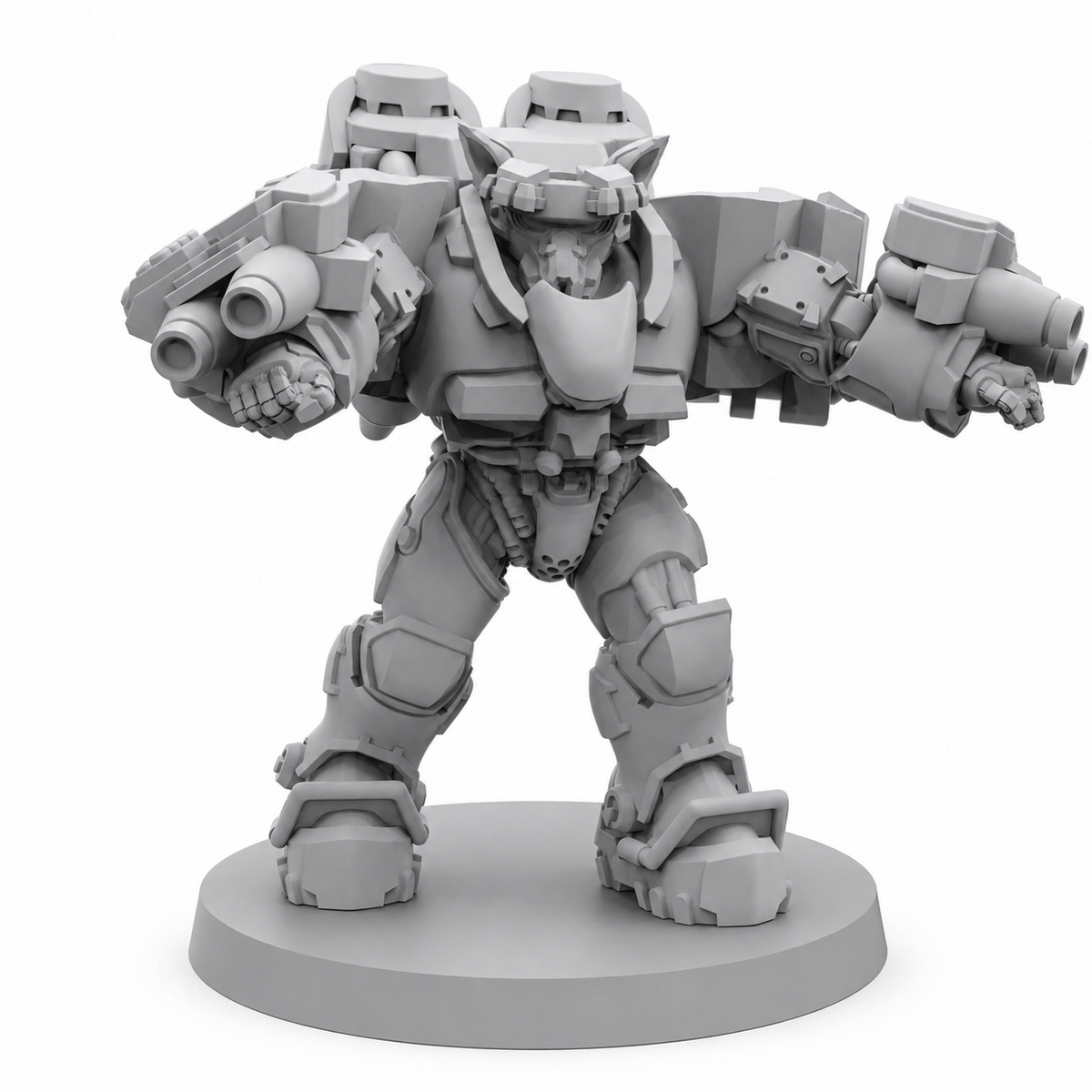 Human Armored Heavy Fire Batter Support Units Papsikels resin miniature on white background