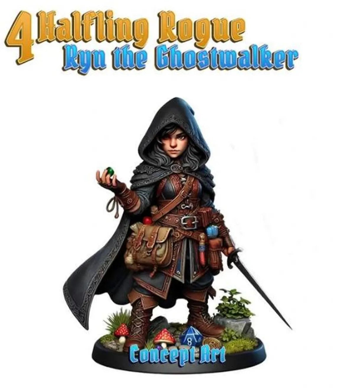 Ryn the Ghostwalker, Halfing Rogue | Dungeons and Damsels | Cosmondo | 28mm, 32mm, 75mm | Dungeons & Dragons | TTRPG | RPG | Resin