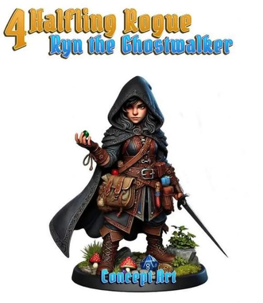 Ryn the Ghostwalker, Halfing Rogue | Dungeons and Damsels | Cosmondo | 28mm, 32mm, 75mm | Dungeons & Dragons | TTRPG | RPG | Resin