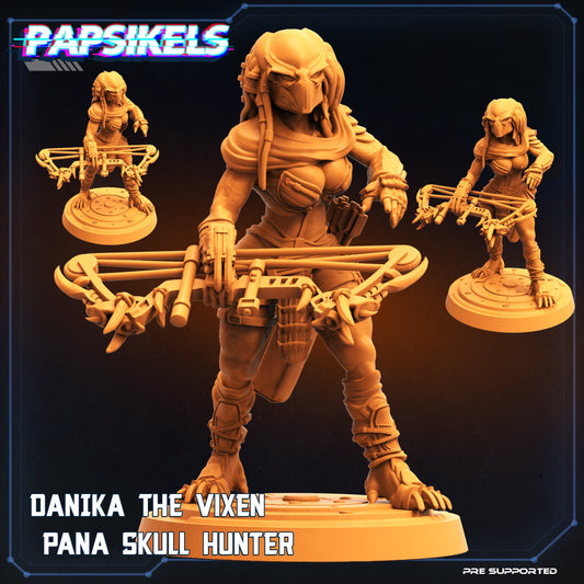Danika the Vixen: Pana Skull Hunter 32mm Resin Miniature - Fantasy Tabletop RPG Figurine