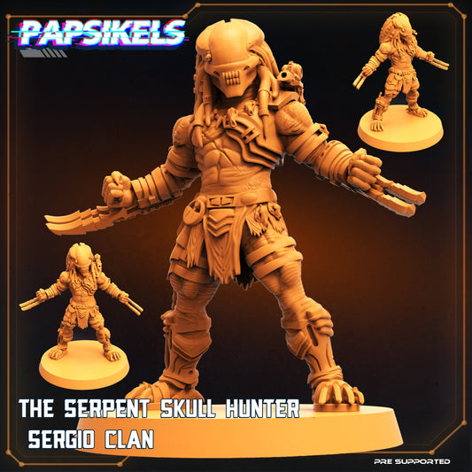 Serpent Skull Hunter Sergio Clan: 32mm Resin Tabletop Miniature for RPG, TTRPG, Papsikels Predator Figure
