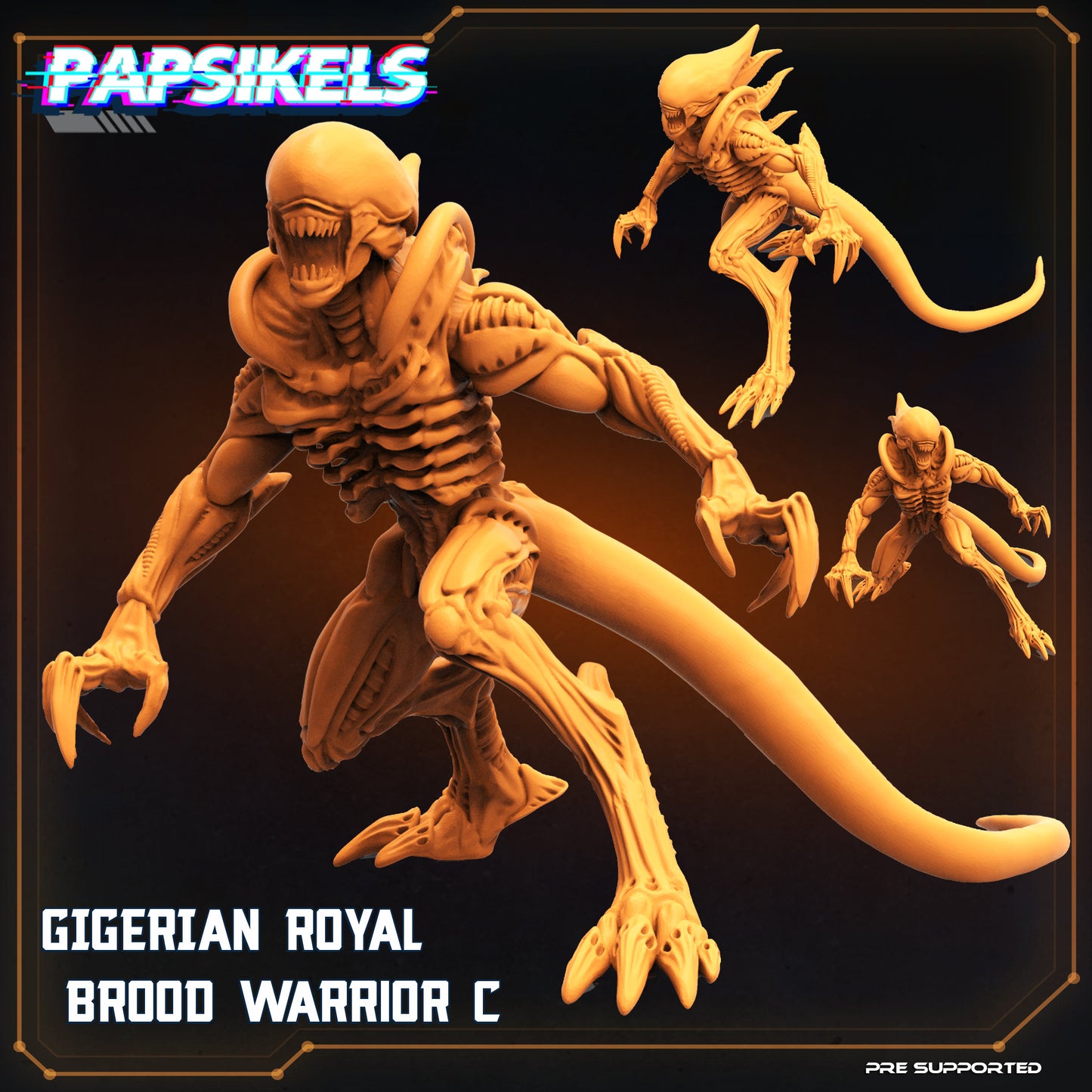 Xenomorph Gigerian Royal Brood Warrior Squad - 32mm Sci-Fi Miniatures for Tabletop RPG & Wargaming