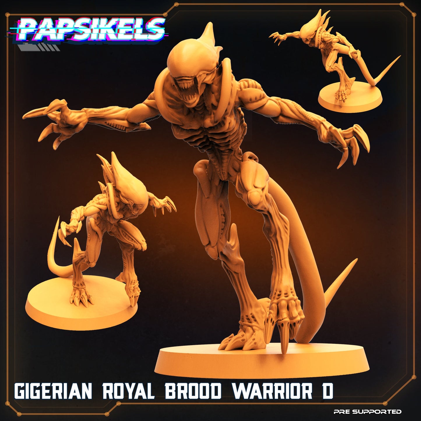 Xenomorph Gigerian Royal Brood Warrior Squad - 32mm Sci-Fi Miniatures for Tabletop RPG & Wargaming