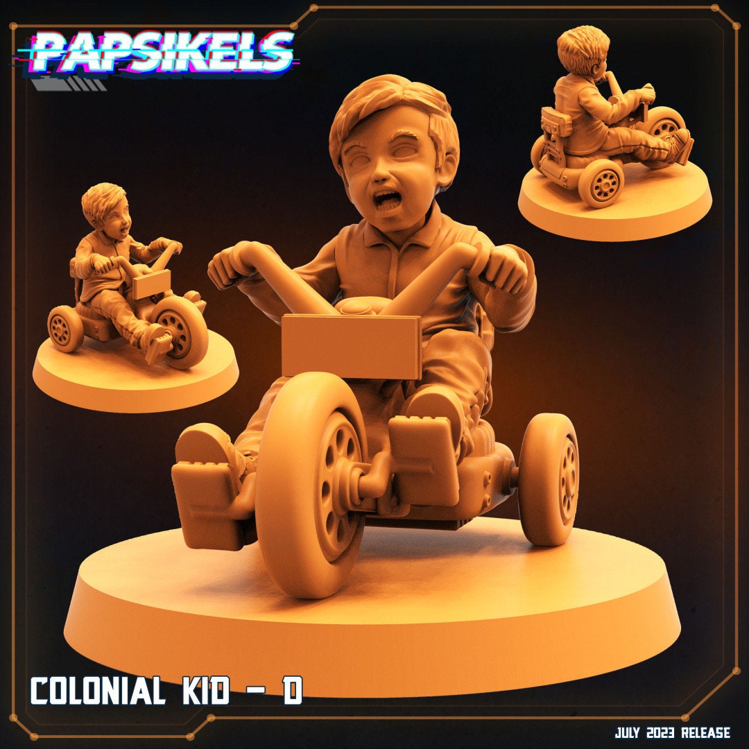 Sci-Fi Colonial Kids 32mm Miniatures for Tabletop RPGs - Alien vs. Human Marines Figures
