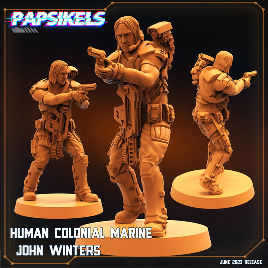 32mm Alien vs Human Colonial Marine Miniature - John Winters Sci-Fi Tabletop Gaming Figure by Papsikels