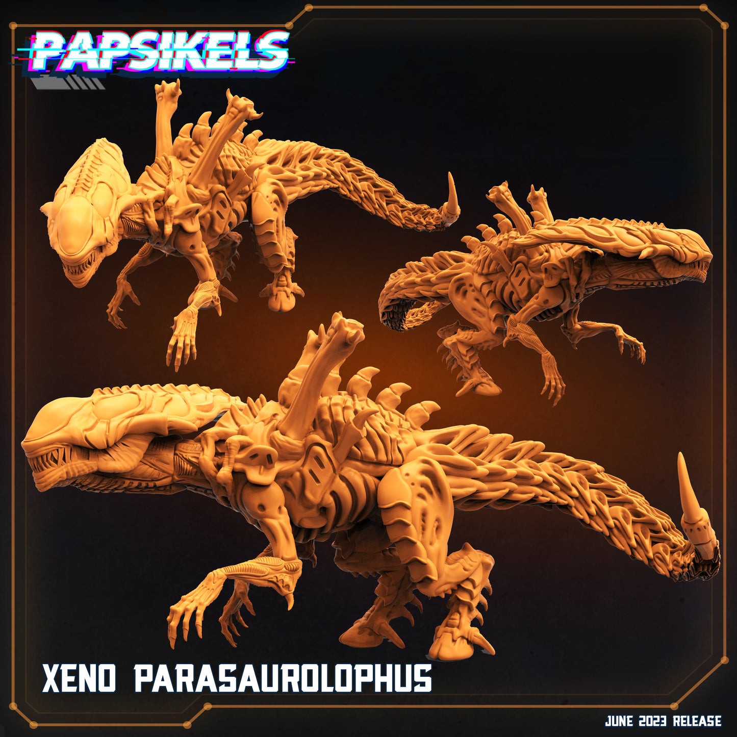 Aliens Vs Humans -  Xenomorph Xeno Parasaurolophus Miniature: Epic Alien Encounter for RPG and TTRPG Games