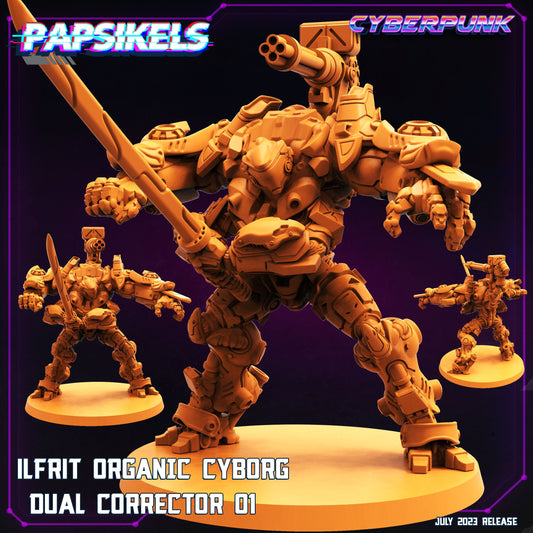 Organic Cyborg Dual Corrector 01 Miniature - Sculpted by Papsikels for Cyberpunk Wargaming and RPG