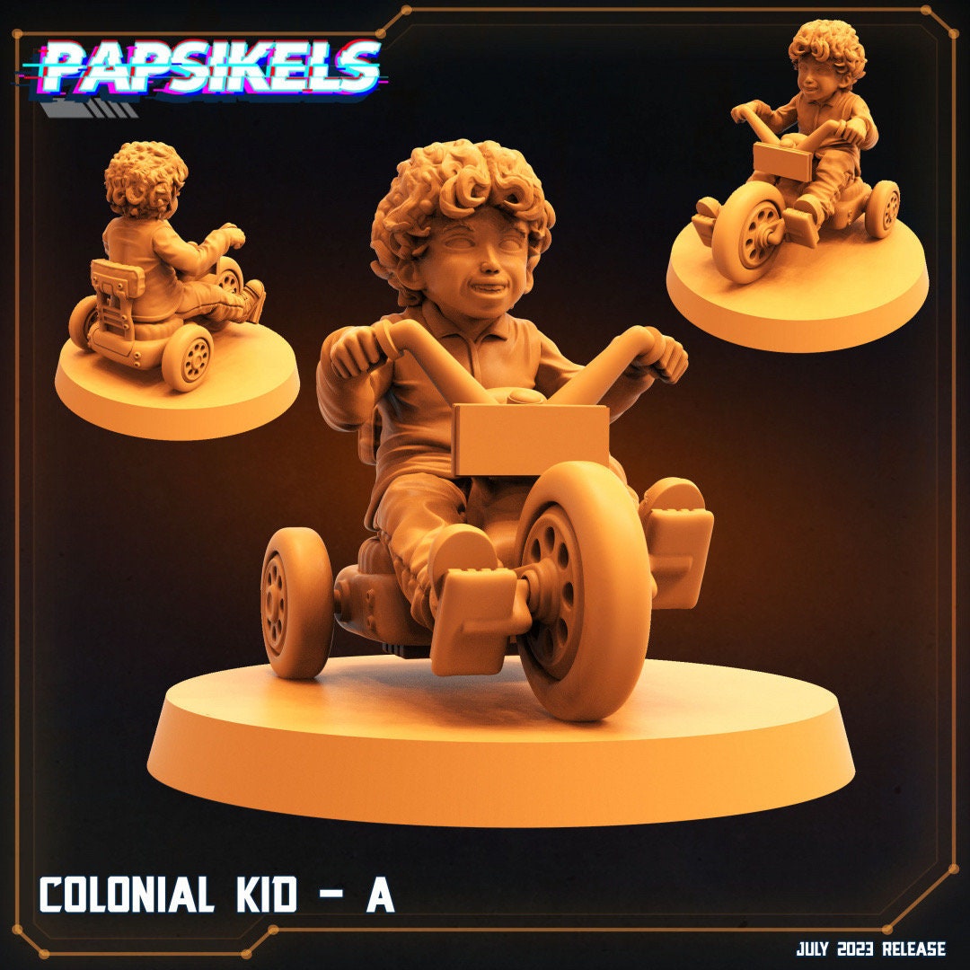Sci-Fi Colonial Kids 32mm Miniatures for Tabletop RPGs - Alien vs. Human Marines Figures