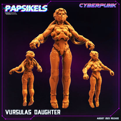 Cyberpunk Vursula's Daughter 32mm Miniature - Papsikels RPG Anime Figurine for Tabletop Gaming