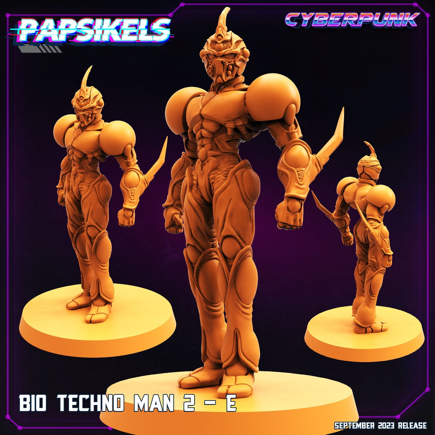 Guyver-Inspired Cyberpunk Bio-Techno Man 2 Warrior Miniature - 32mm Scale RPG Gaming Figure