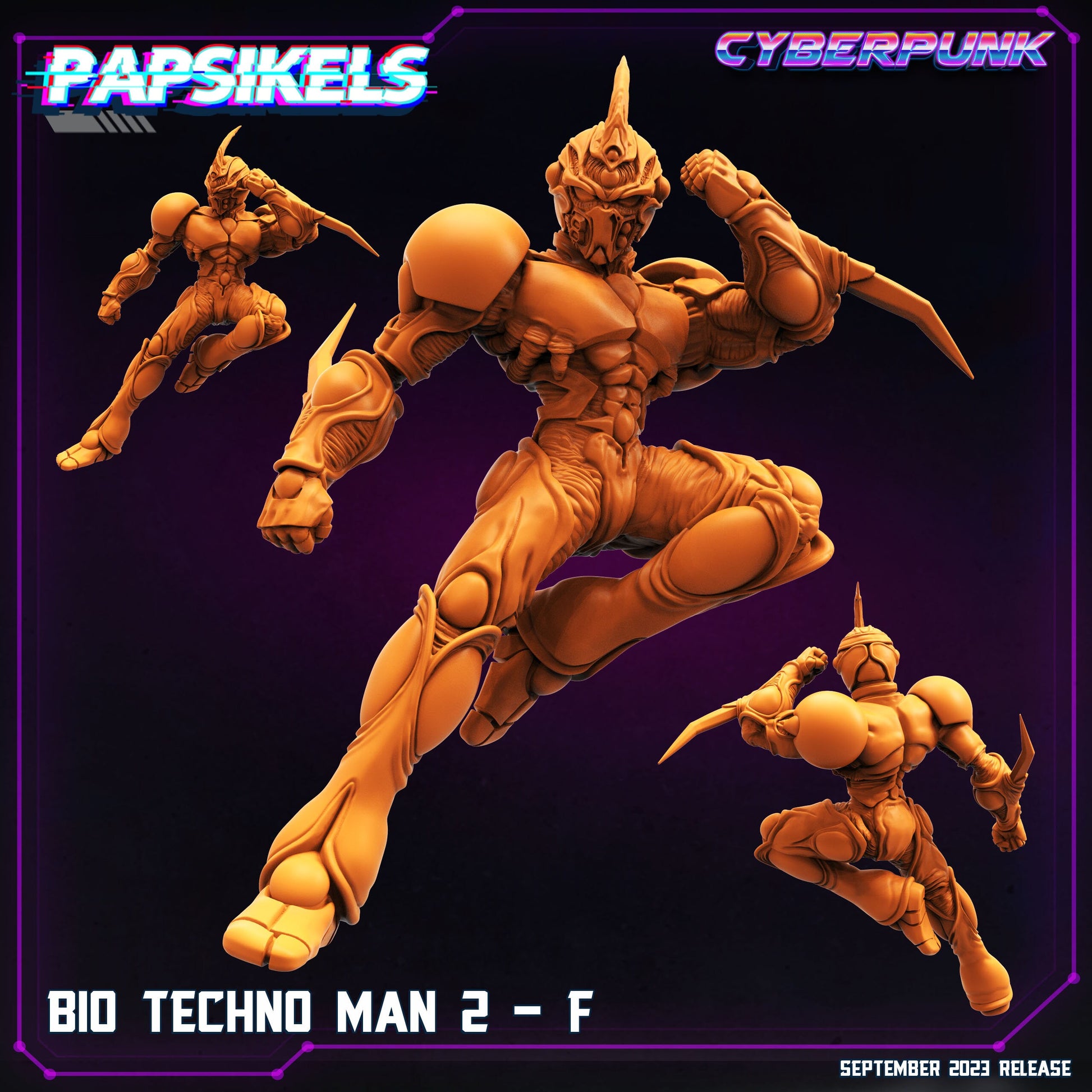 Guyver-Inspired Cyberpunk Bio-Techno Man 2 Warrior Miniature - 32mm Scale RPG Gaming Figure