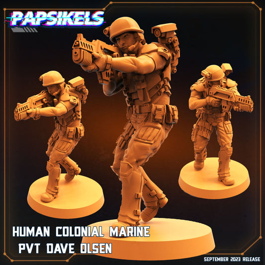 Aliens vs. Humans 32mm Colonial Marine Dave Olsen Miniature for RPG & Tabletop Gaming