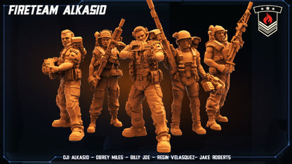 Alien vs Human Fire Team Alkasid: 32mm Papsikels Miniatures for Sci-Fi RPG & Tabletop Gaming