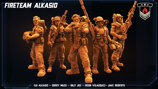 Alien vs Human Fire Team Alkasid: 32mm Papsikels Miniatures for Sci-Fi RPG & Tabletop Gaming
