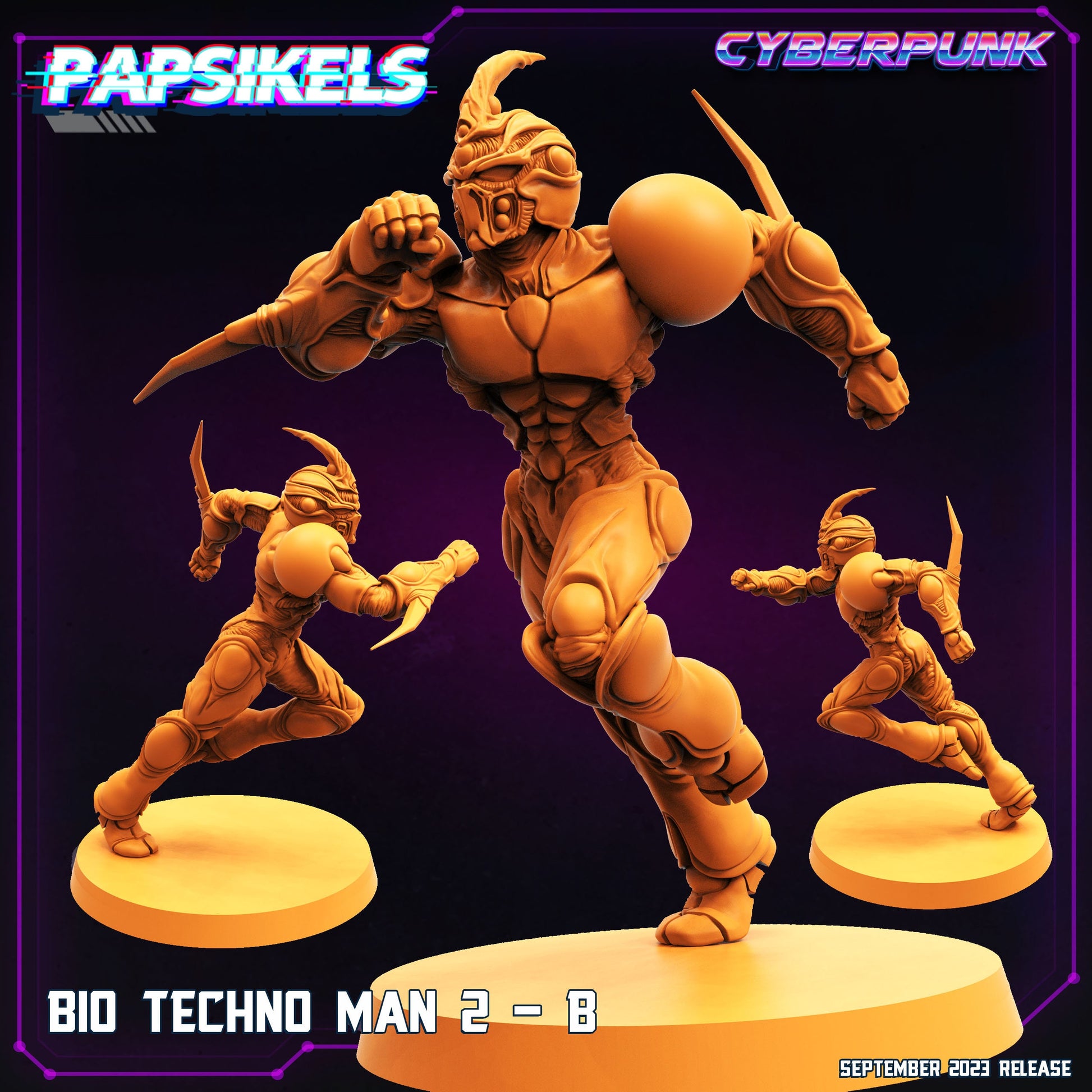 Guyver-Inspired Cyberpunk Bio-Techno Man 2 Warrior Miniature - 32mm Scale RPG Gaming Figure
