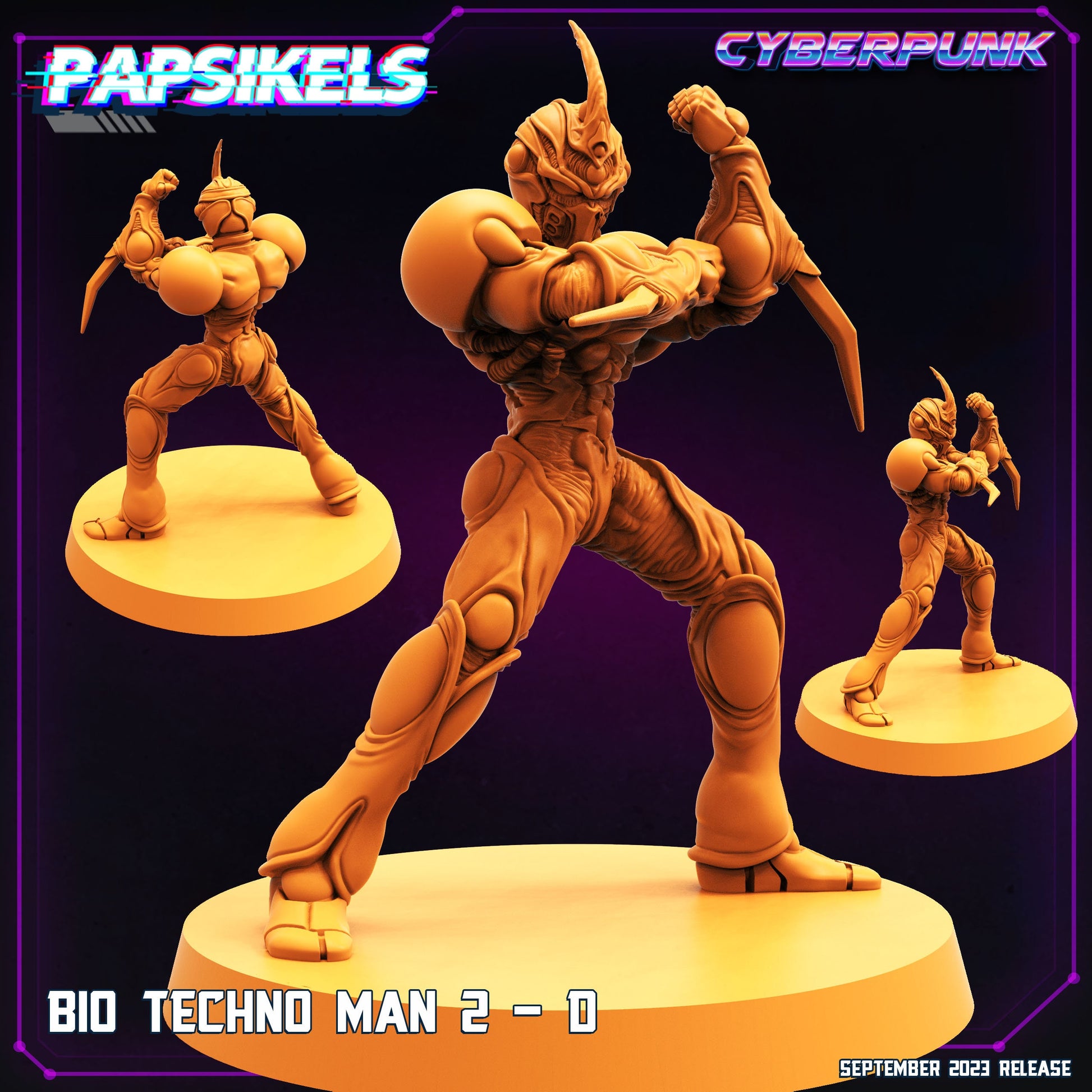 Guyver-Inspired Cyberpunk Bio-Techno Man 2 Warrior Miniature - 32mm Scale RPG Gaming Figure