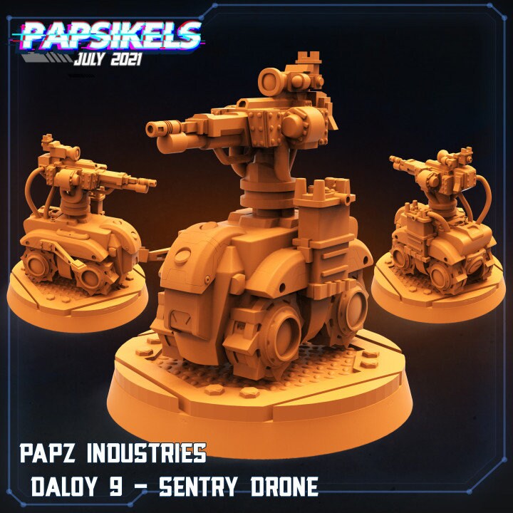XenoWars Genesis Daloy 9 Sentry Drone - 32mm Sci-Fi Resin Miniature for Tabletop RPG by Papsikels