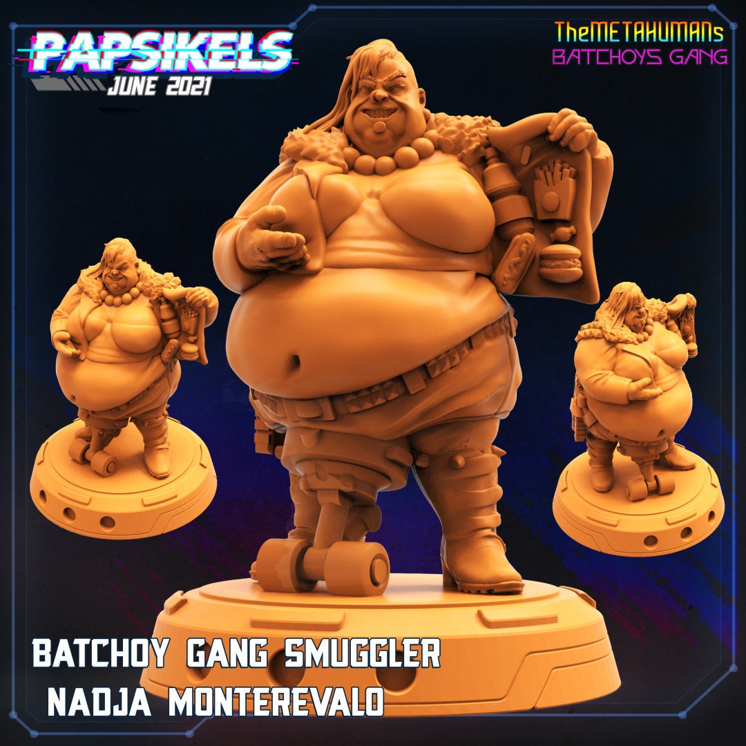 Cyberpunk Batchoy Gang Smuggler Nadja Monterevalo 32mm Miniature Figure for RPG and TTRPG Gaming