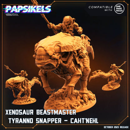 Xenosaur Tyranno Beastmaster Riders - Skull Hunters Army for Tabletop Gaming (32mm Resin Miniatures)