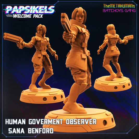 Cyberpunk Human Government Observer 32mm Miniature - Batchoy Gang Sana Benford Figurine for RPG