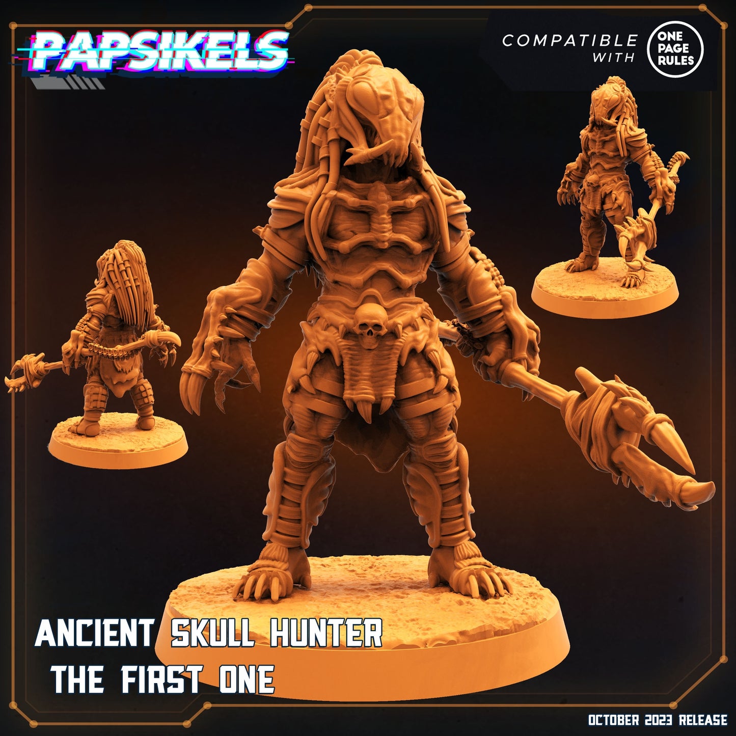 Ancient Skull Hunter The First One Miniature - 32mm Resin Figure for Tabletop RPG and One Page Rules