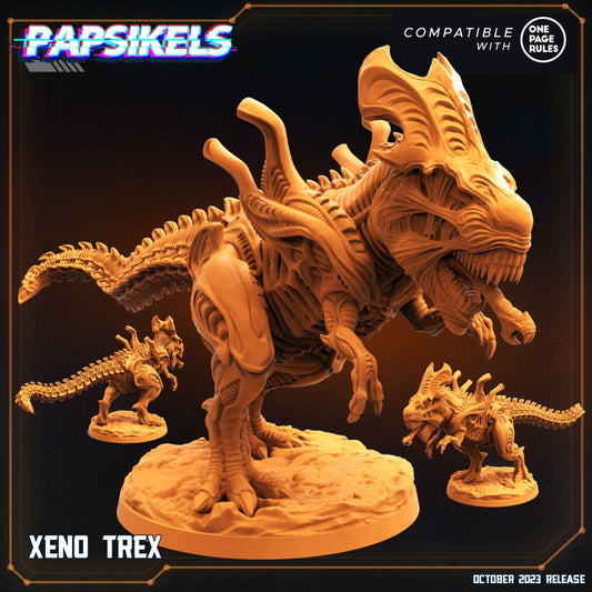 Xeno T-Rex Army: Xenosaur Tyranno Beastmaster Riders - 32mm Resin Tabletop Miniature for OPR