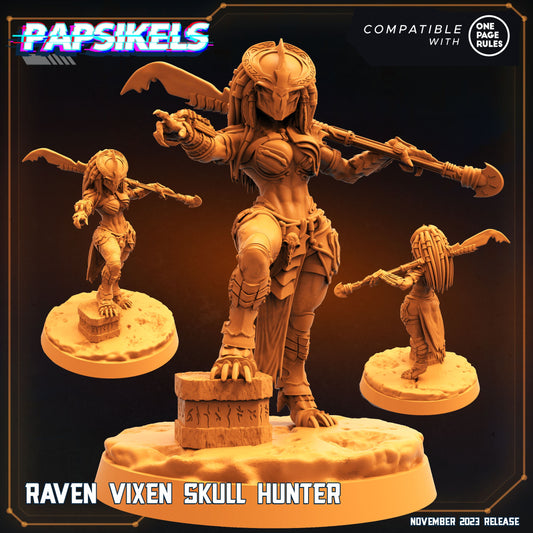 Skull Hunter Raven Vixen 32mm Resin Miniature for Tabletop RPG - One Page Rules Army by Papsikels