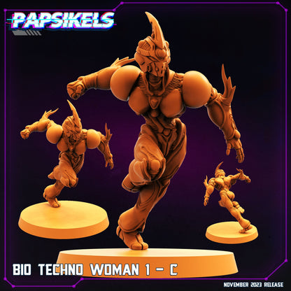 Cyberpunk Bio-Techno Woman Guyver Miniature - 32mm RPG Figurine - Papsikels Anime-Inspired Sci-Fi Model