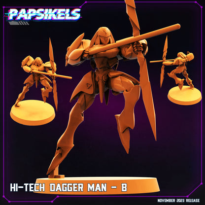Futuristic Tekkaman Warrior Miniature: 32mm Cyberpunk Hi-Tech Dagger Man for RPG & Anime Collectors