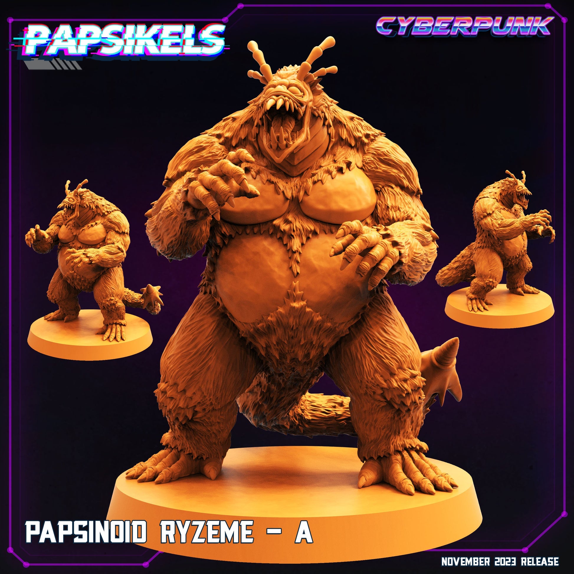 Cyberpunk Papsinoid Ryzeme (Guyver) 32mm Miniature for Tabletop RPG, Anime-Inspired Sci-Fi Gaming
