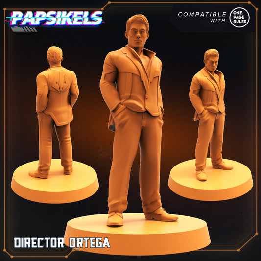 Skull Hunters Army: Director Ortega Miniature - 32mm Resin Figure for Tabletop RPG & One Page Rules