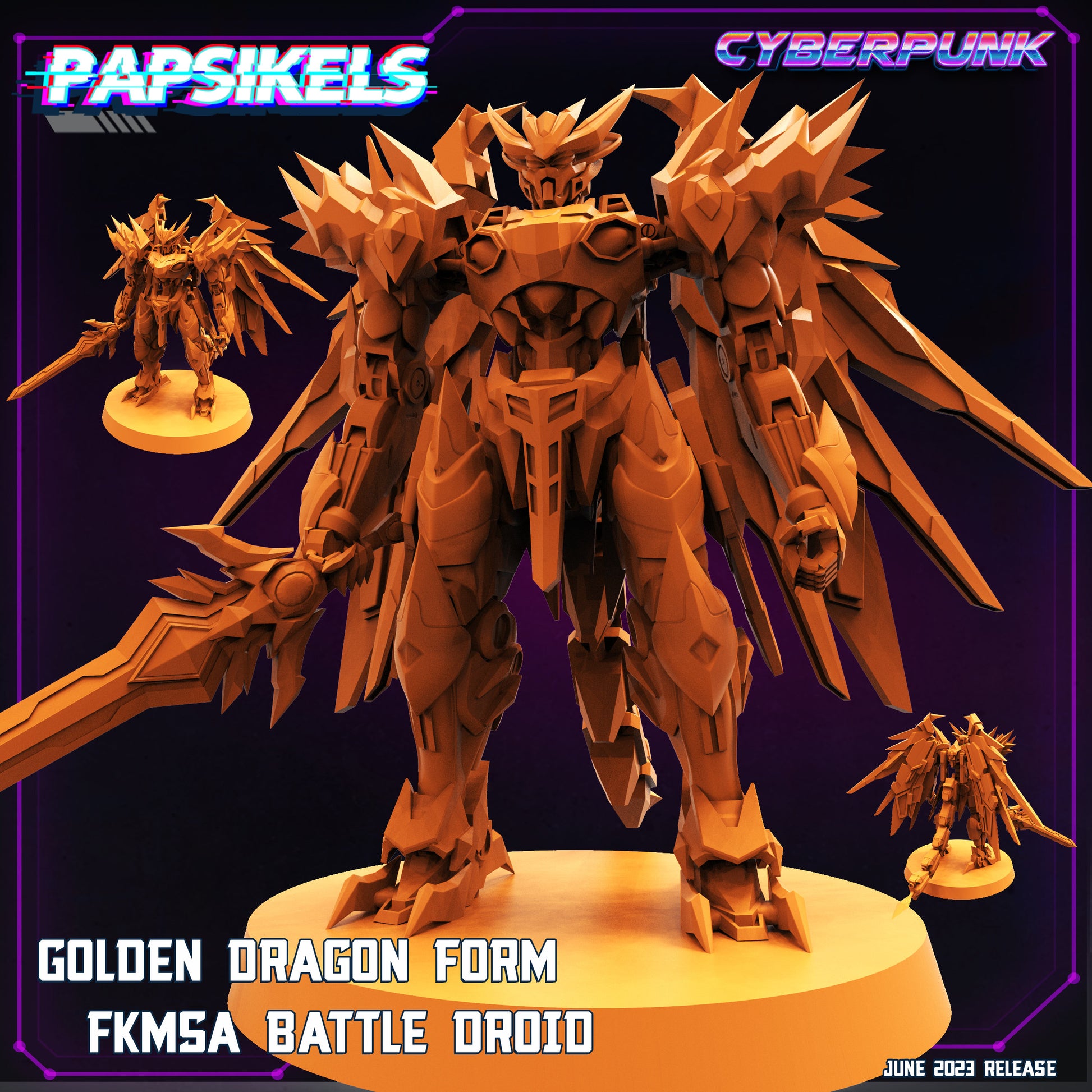 Cyberpunk Battle Droid PX-78-2 Miniature Sculpt for Wargaming, RPG, and Tabletop Games