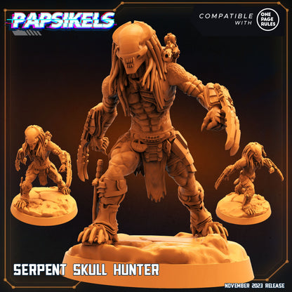 Serpent Skull Hunter Miniature: 32mm Resin Figure for Tabletop RPG, One Page Rules Army, Papsikels
