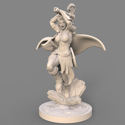 Astrid: Viking Axe-Wielding Stormbreaker Fantasy Miniature - 75mm Scale Resin Figure by Ravi Sampath