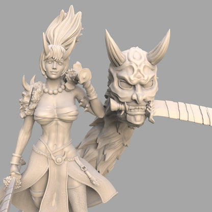 Sakura: Oni-Bound Samurai - 75mm Japanese Fantasy Girl Miniature for Collectors & Gamers