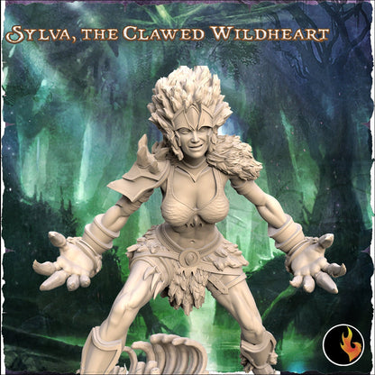 Sylva: Clawed Wildheard Shifter Fantasy Girl Miniature - 75mm Scale Resin Figure by Ravi Sampath