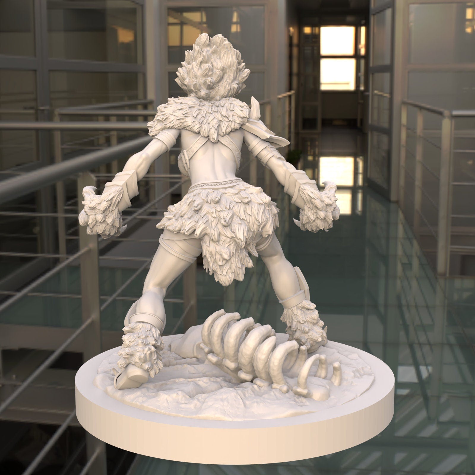 Sylva: Clawed Wildheard Shifter Fantasy Girl Miniature - 75mm Scale Resin Figure by Ravi Sampath