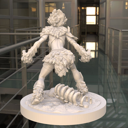 Sylva: Clawed Wildheard Shifter Fantasy Girl Miniature - 75mm Scale Resin Figure by Ravi Sampath