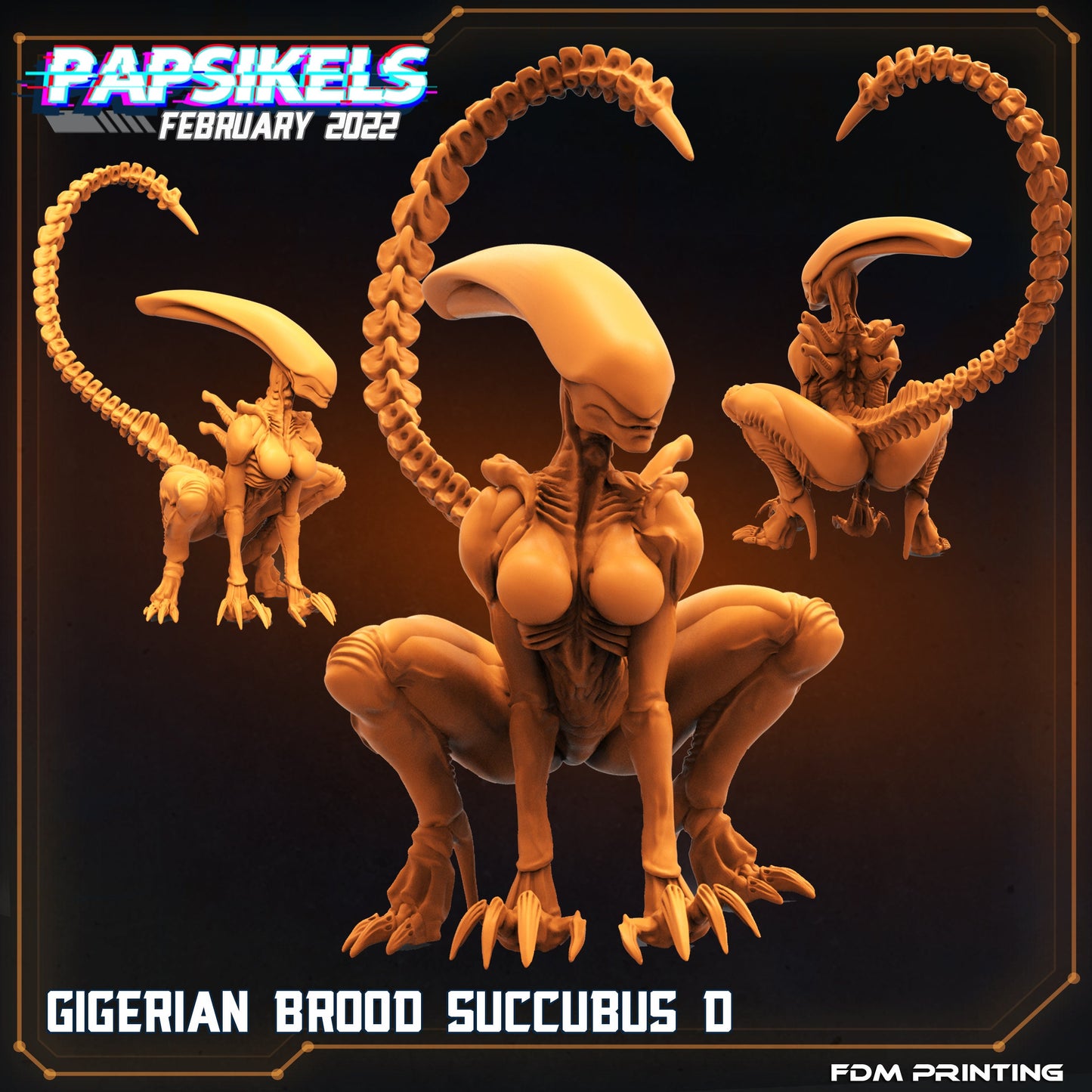 Xenomorph Gigerian Brood Succubus Miniatures: 32mm Papsikels Alien Creature for RPG and Tabletop Gaming