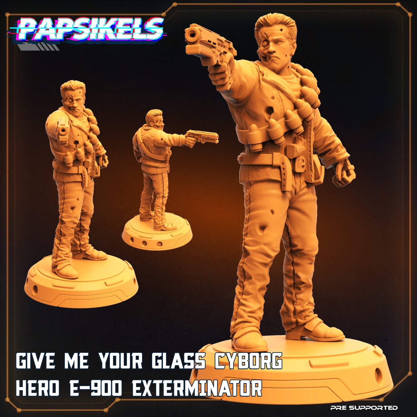 Cyborg Hero E-900 Exterminator Miniature - 32mm Sci-Fi RPG Figurine for Tabletop Gaming