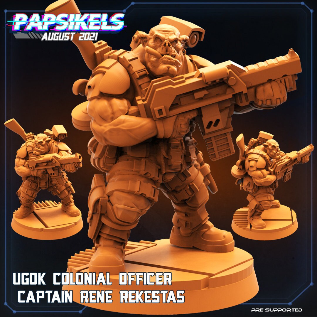 Colonial Captain Rene Rekestas Miniature - 32mm UGOK Officer for Wargaming, RPG, and Tabletop Games
